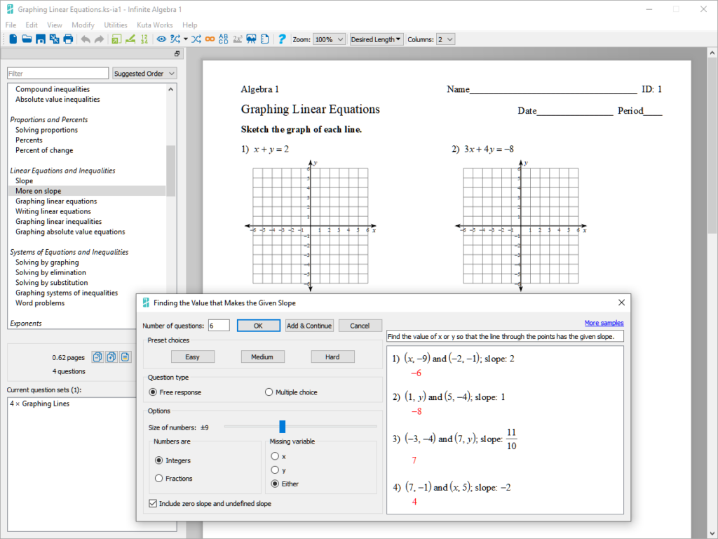 Kuta Software Free Mathematics Worksheet Generator